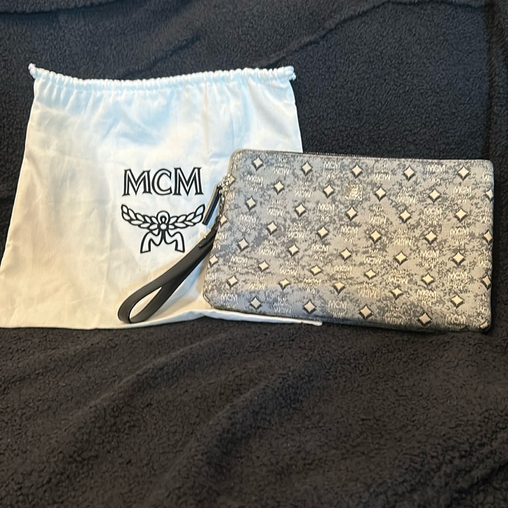 MCM Worldwide Clutch with Wrist latch and DUST BAG